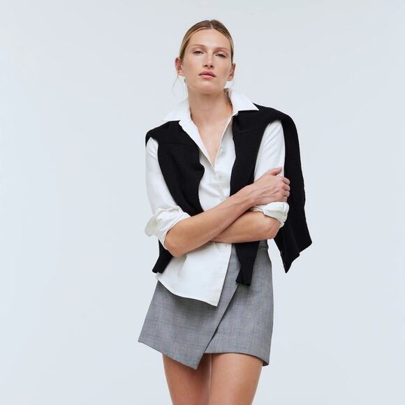 Madewell Wrap Front Mini Skirt Plus Size Plaid Retail $98 NEW WITH TAGS Size 14 - Picture 4 of 10